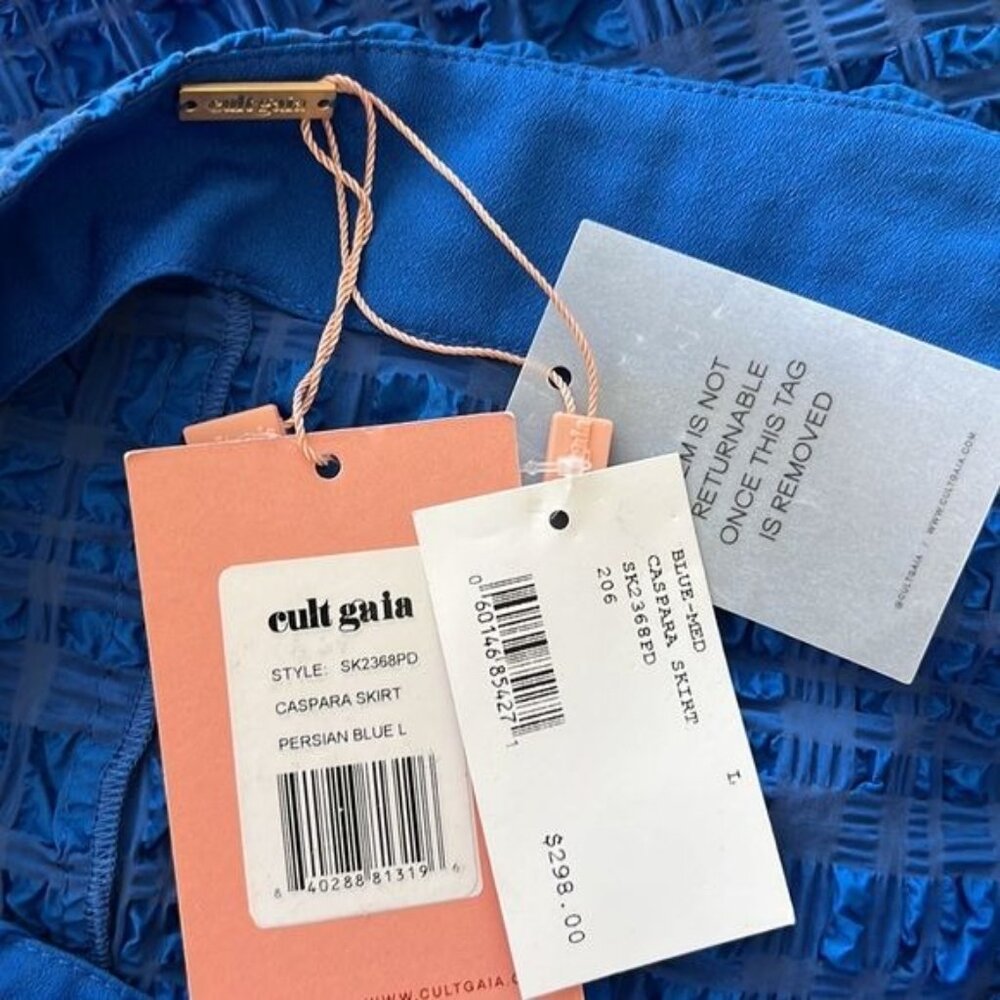 Cult Gaia Caspara Popcorn Midi Slit Skirt Persian Blue - Picture 11 of 11